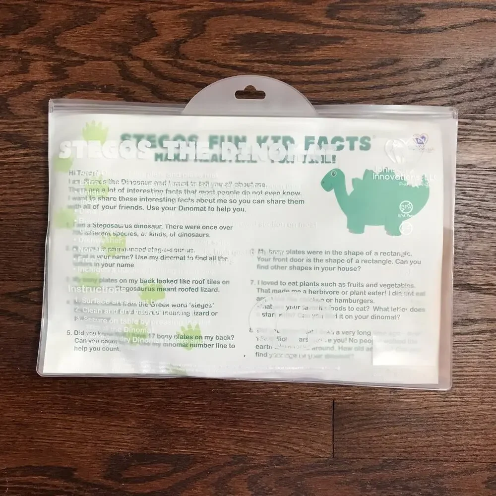 Stegos The Dinomat New In Travel Bag BPA Silicone Suction Placemat & Dish